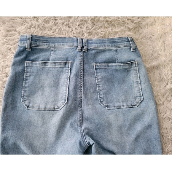 NEW Y2k Democracy Ab Solution Wide Leg Jeans Patch Pocket Stretch Medium Wash 14 - Picture 9 of 10